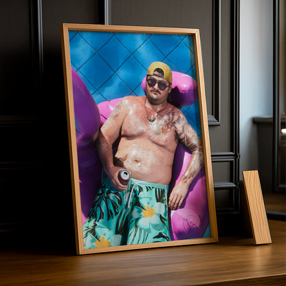 Poster Grand Theft Auto VI – Flamant Rose Piscine Encadré TonCadre