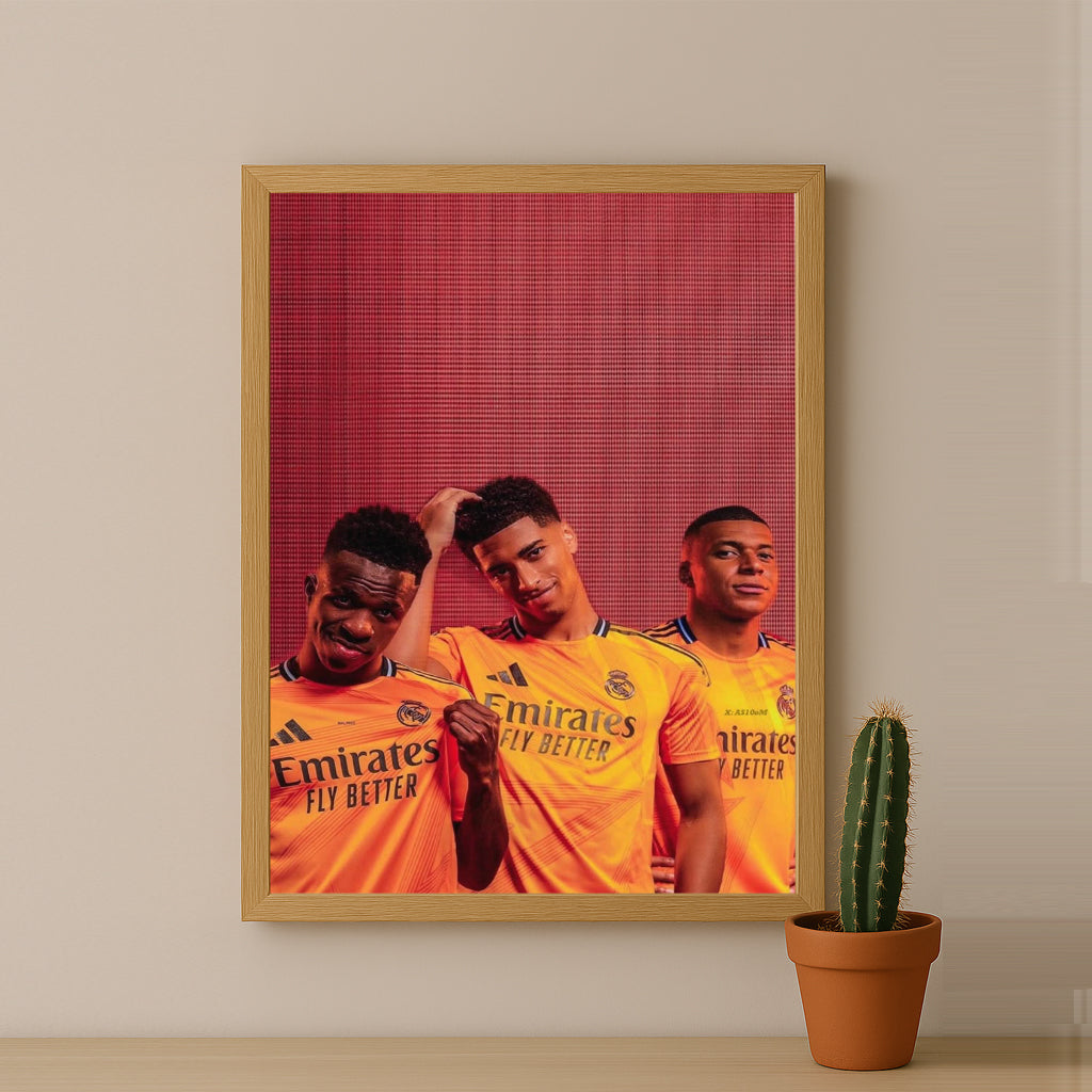 Poster encadrée Real Madrid - Vinicius, Bellingham, Mbappé