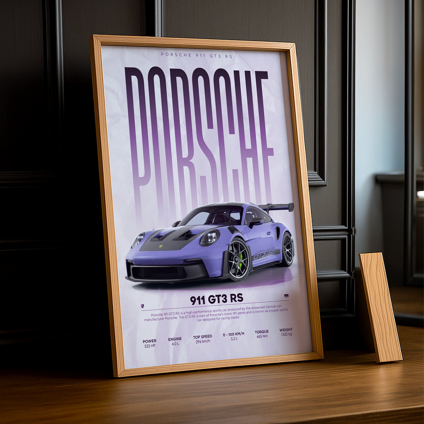 Cadre photo Porsche GT3 RS 911 violet