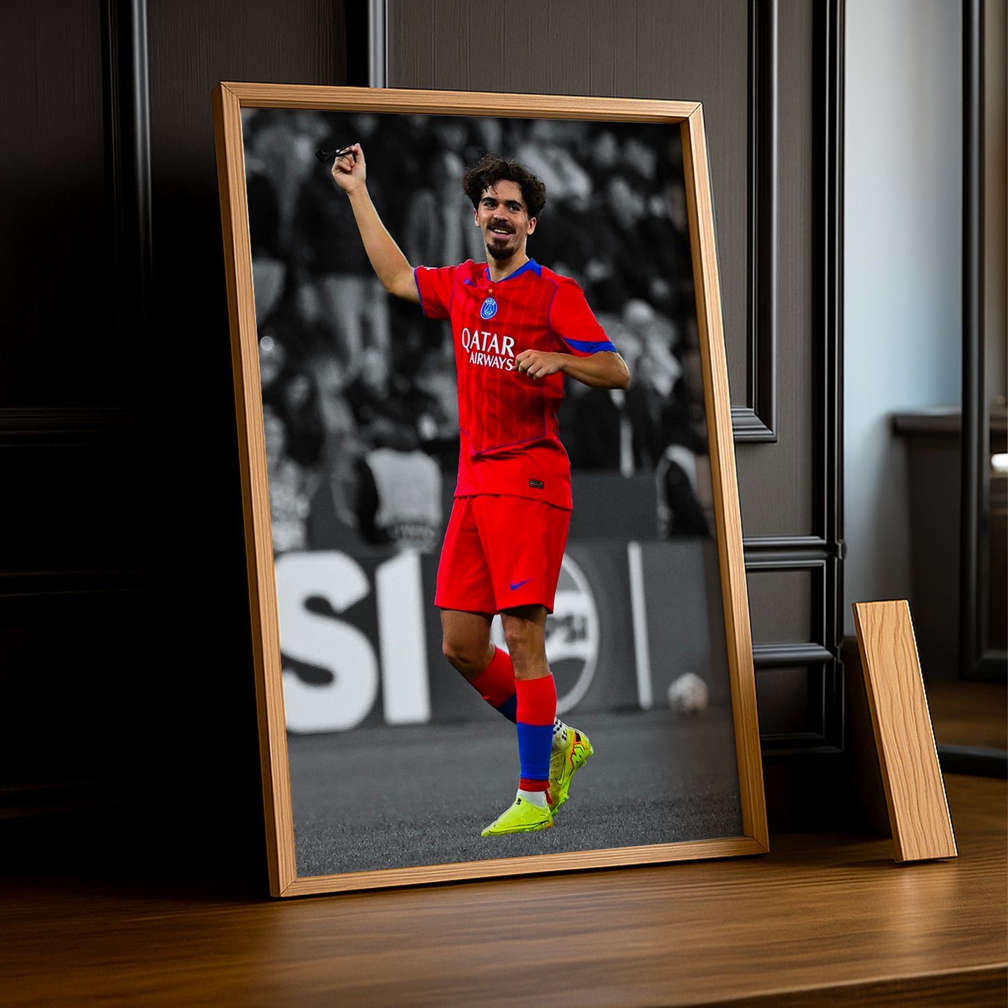 Cadre Photo Paris Saint-Germain - Vitinha Noir et Blanc