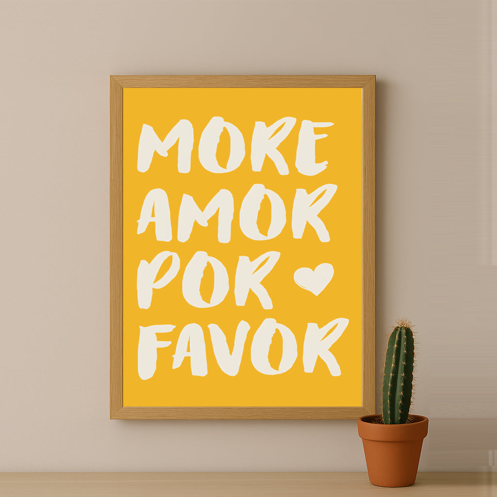 Cadre photo Citation - More Amor Por Favor Yellow