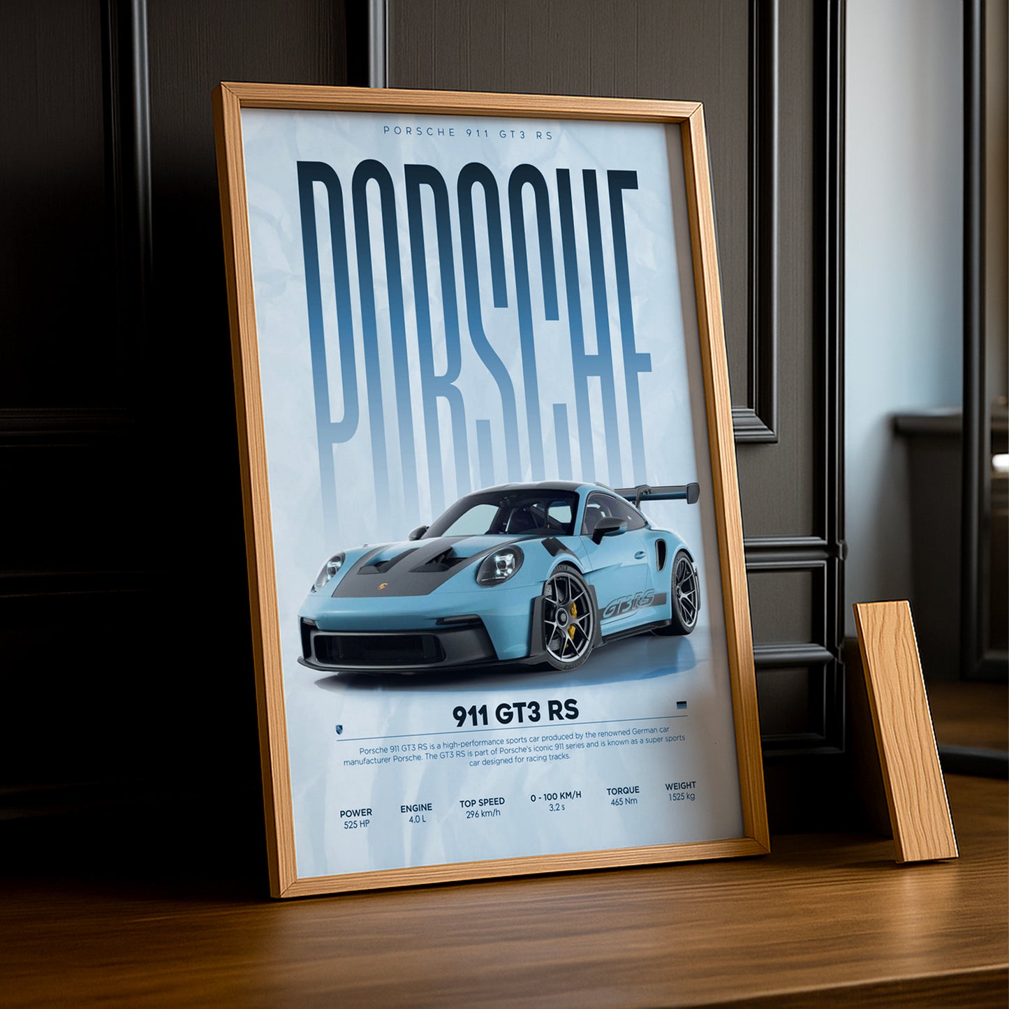 Cadre photo Porsche GT3 RS 911 bleu