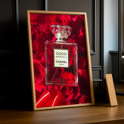 Cadre photo Chanel - Coco Red Flowers