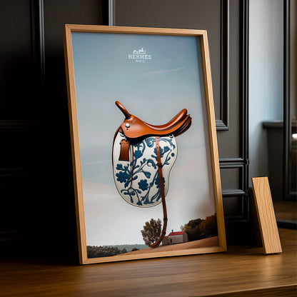 Cadre photo Hermès - Selle de Cheval bleu