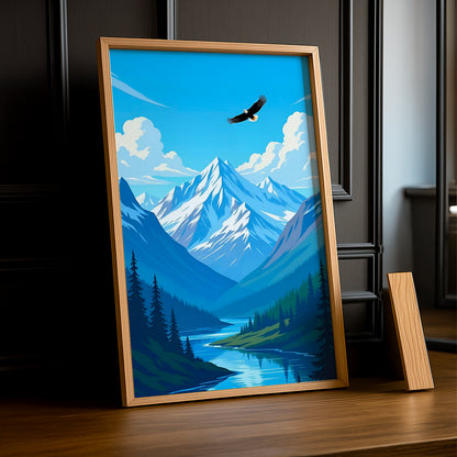 Cadre Photo Naturel - Illustration d'une montagne et d'un lac
