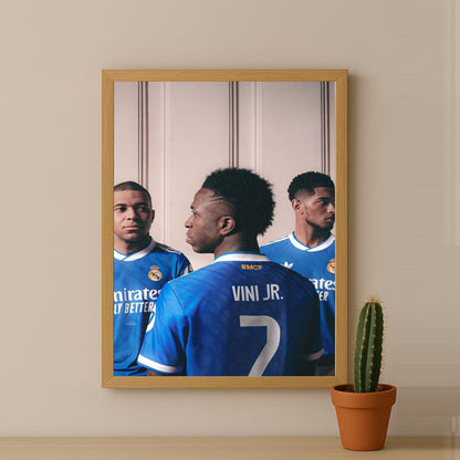 Poster encadrée Real Madrid - Vinicius, Bellingham, Mbappé Trio