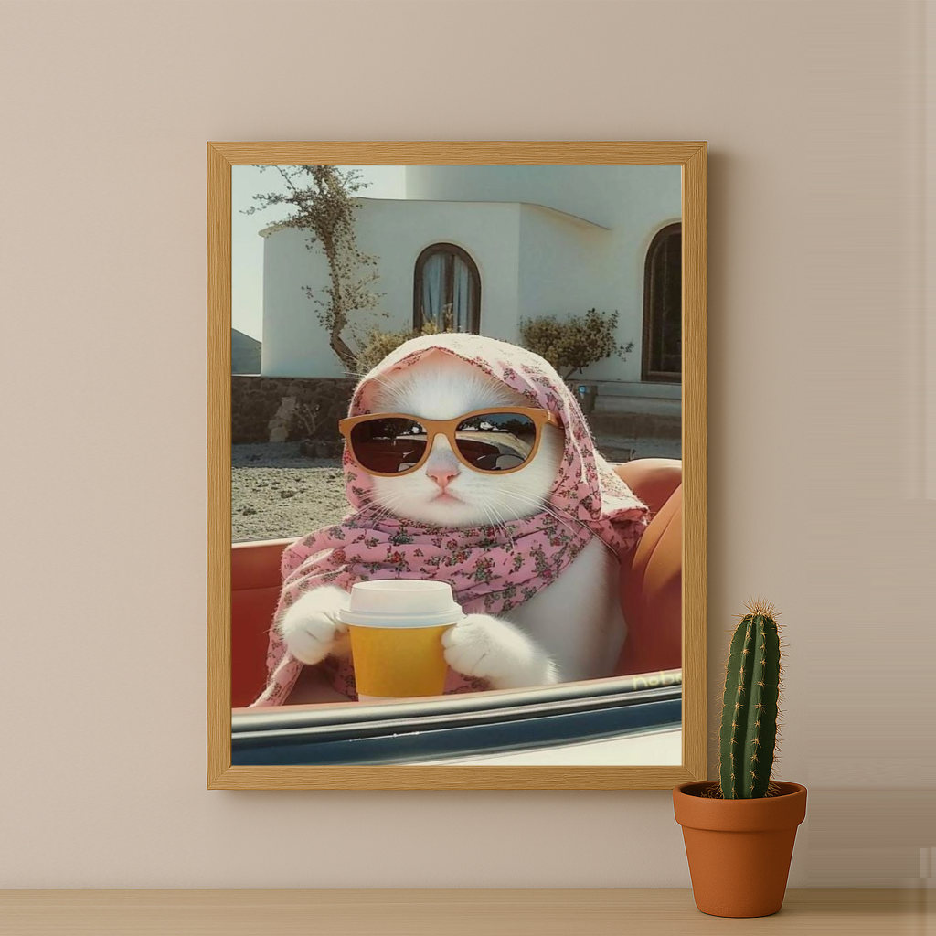 Cadre photo Chat voiture