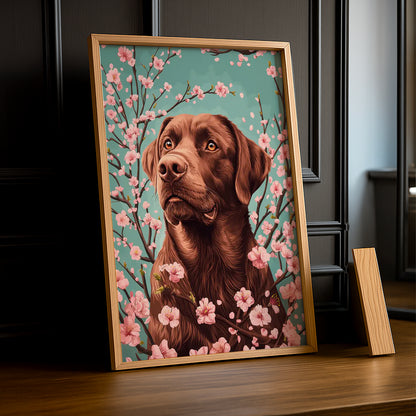 Cadre Photo Chien - Arbre rose