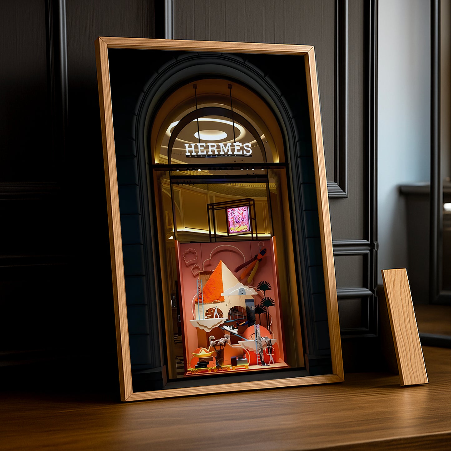 Cadre photo Hermès - Vitrine rouge