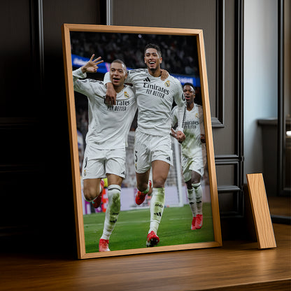 Cadre photo de Mbappé, Bellingham, Vinicius JR