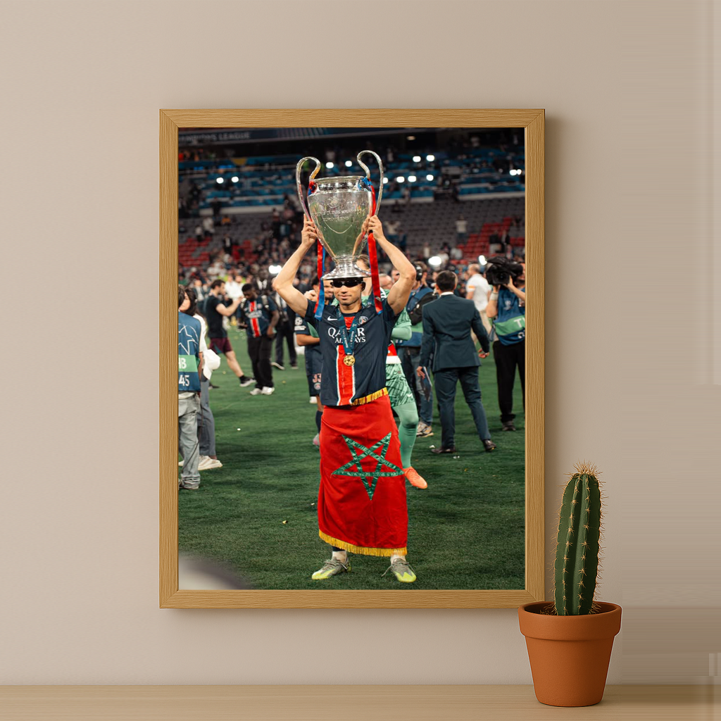 Poster Paris Saint-Germain Achraf Hakimi drapeau marocain