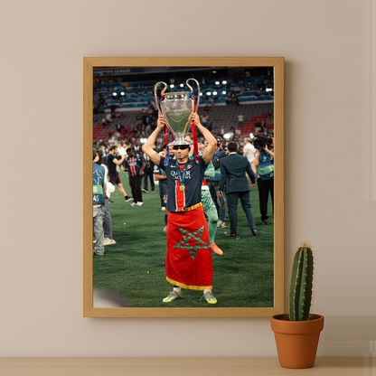 Poster Paris Saint-Germain Achraf Hakimi drapeau marocain