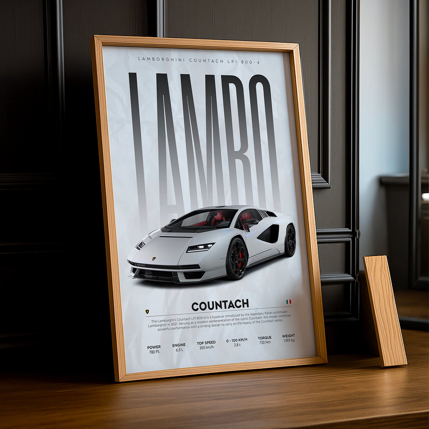 Cadre photo Lamborghini Countach blanc