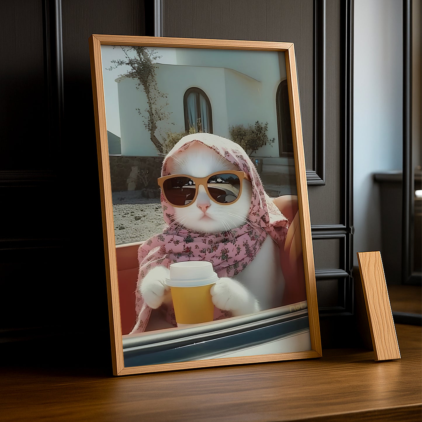 Cadre photo Chat voiture