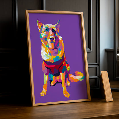 Cadre Photo Chien - Illustration violet