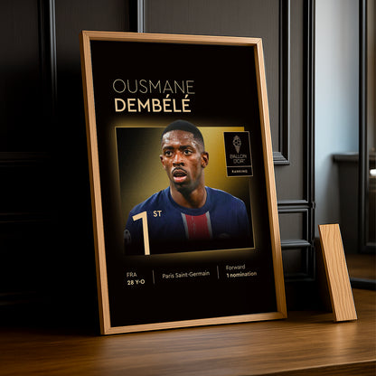 Poster Ousmane Dembélé Gagnant du Ballon d'Or 2025