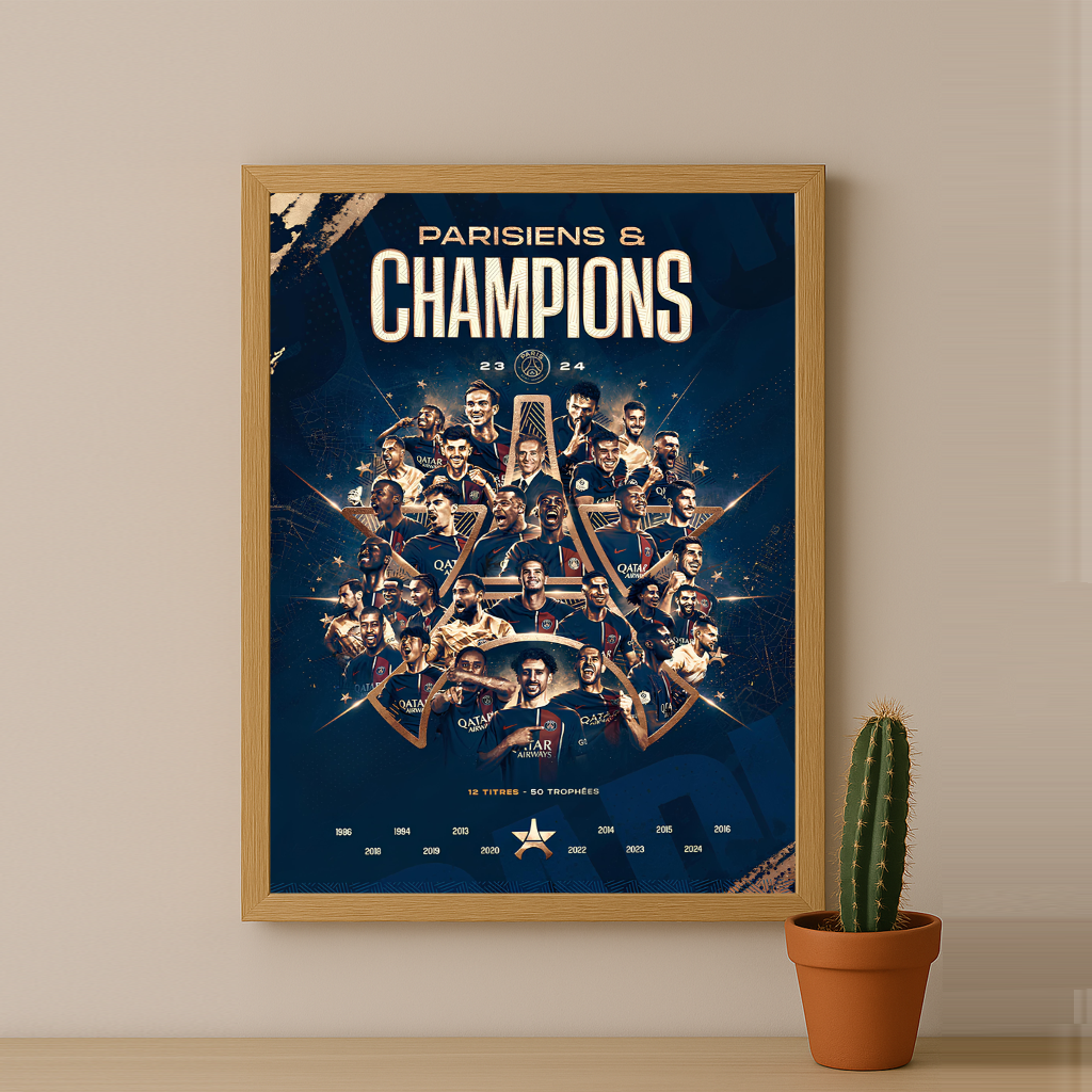 Cadre photo Paris Saint-Germain Champions de France 2023 - 2024