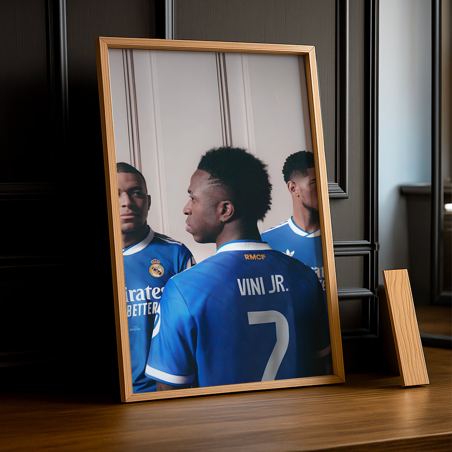 Poster encadrée Real Madrid - Vinicius, Bellingham, Mbappé Trio