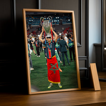 Poster Paris Saint-Germain Achraf Hakimi drapeau marocain