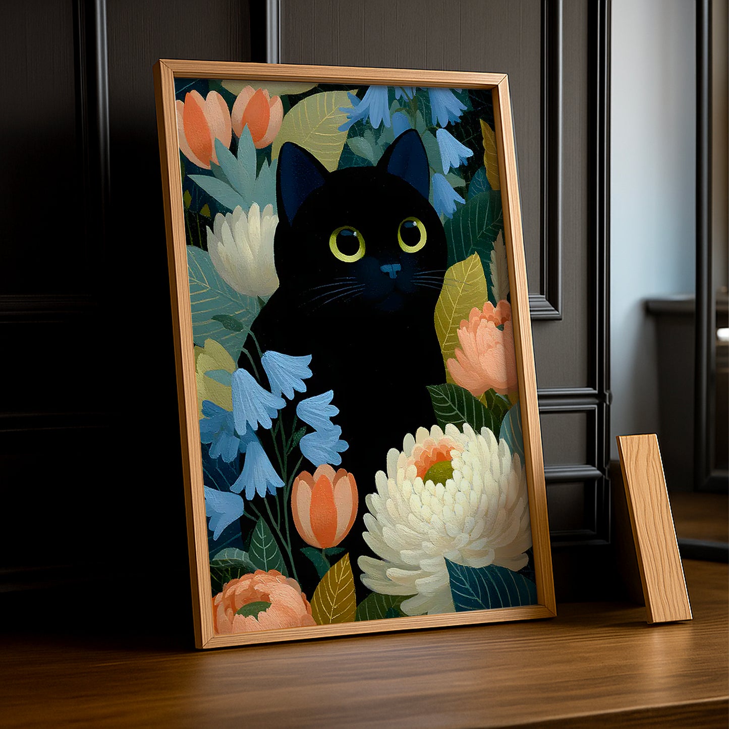 Cadre Photo Chat - Illustration d'un chat noir