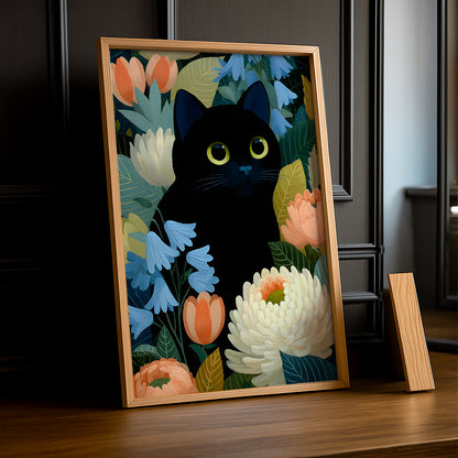 Cadre Photo Chat - Illustration d'un chat noir
