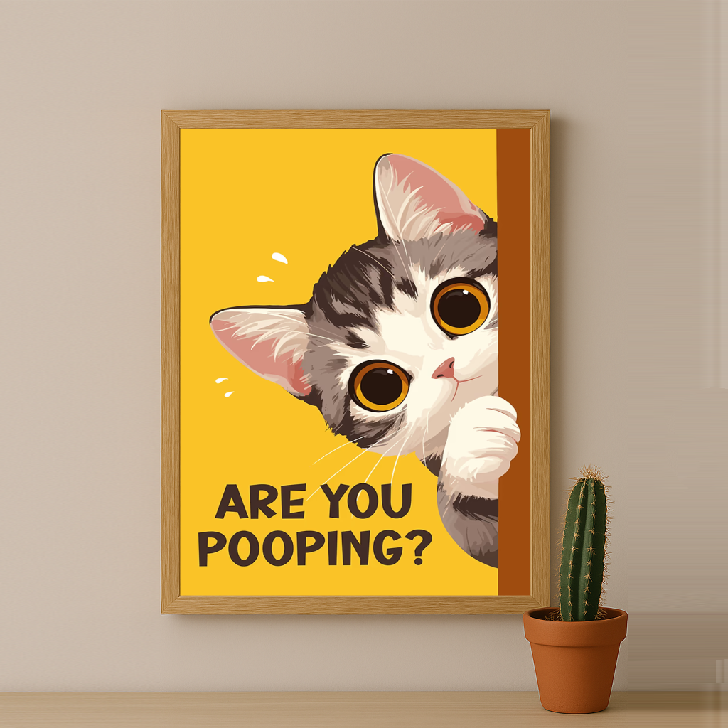 Cadre photo Chat mignon Are You Pooping ?