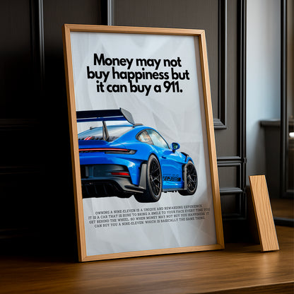Poster encadré Porsche GT3 RS blue