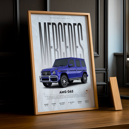 Cadre photo Mercedes AMG 63 bleu