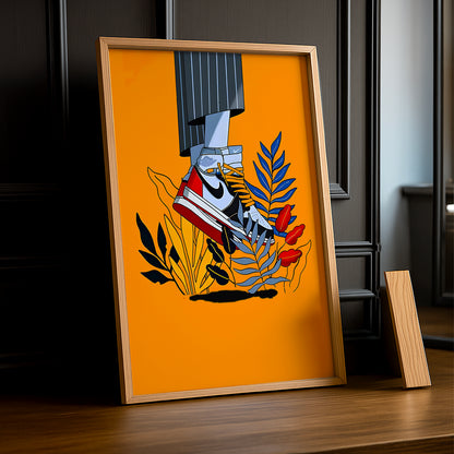 Cadre photo Air Jordan 1 Illustration orange