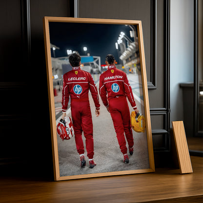 Poster encadrée Formule 1 - Charles Leclerc x Lewis Hamilton