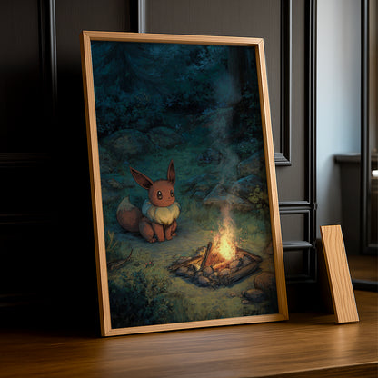 Cadre Photo Pokémon - Evoli feu de camp