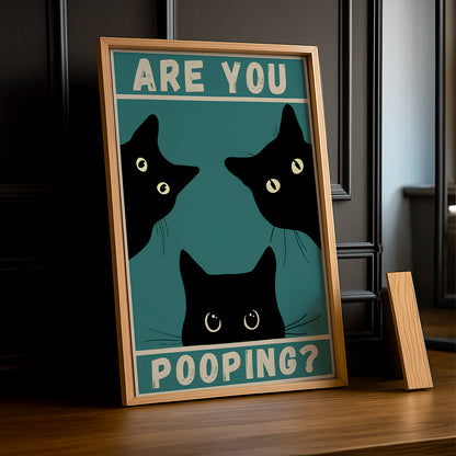 Cadre photo 3 Chat Are You Pooping