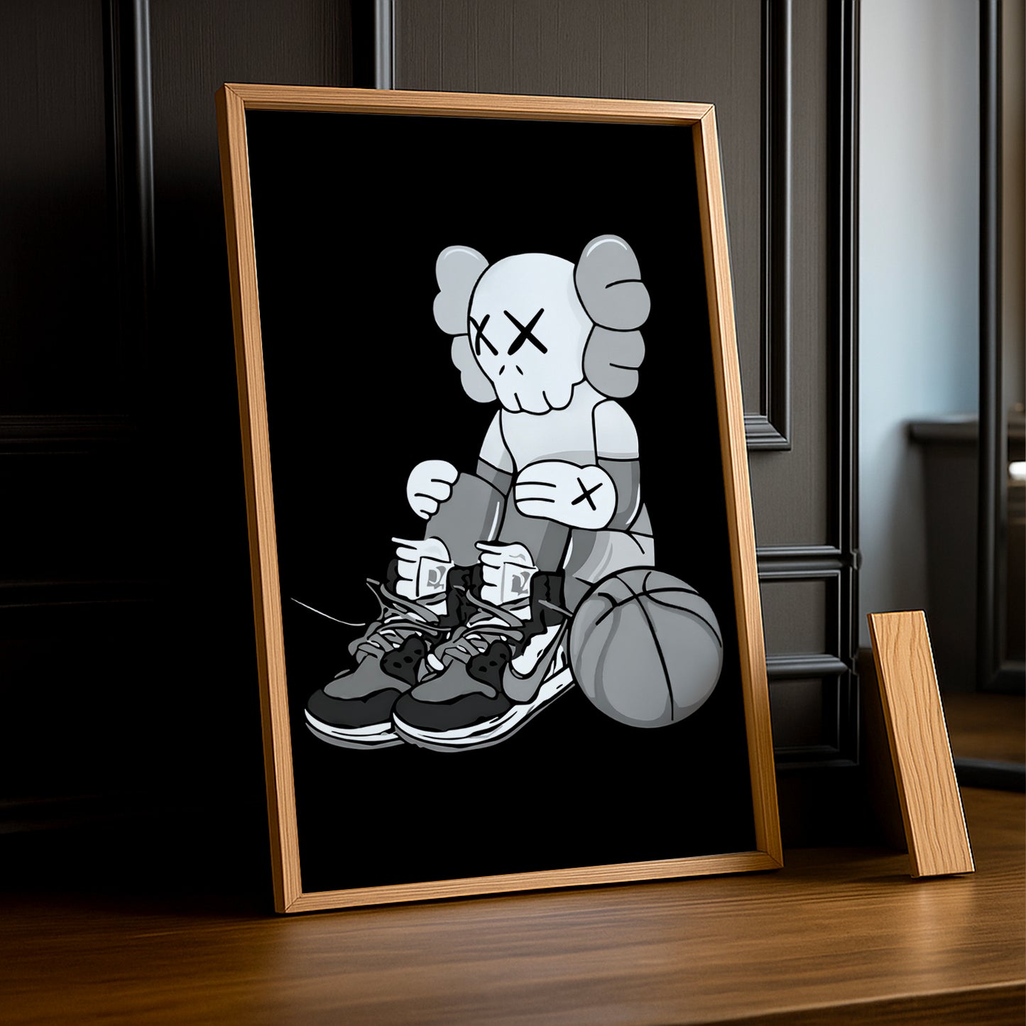 Cadre photo Kaws assis basketball