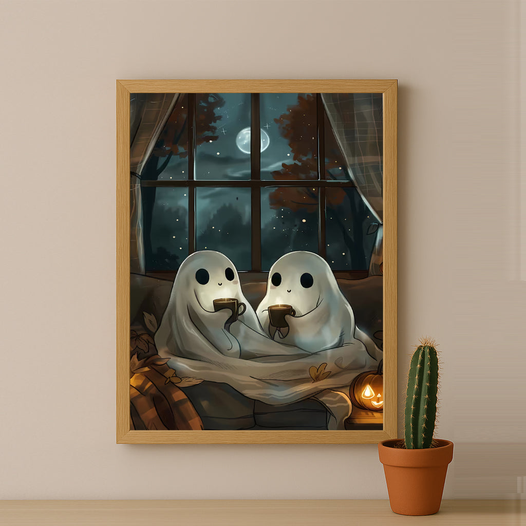 Poster Halloween - Fantômes café