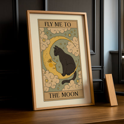 Cadre Photo Chat - Fly Me To The Moon