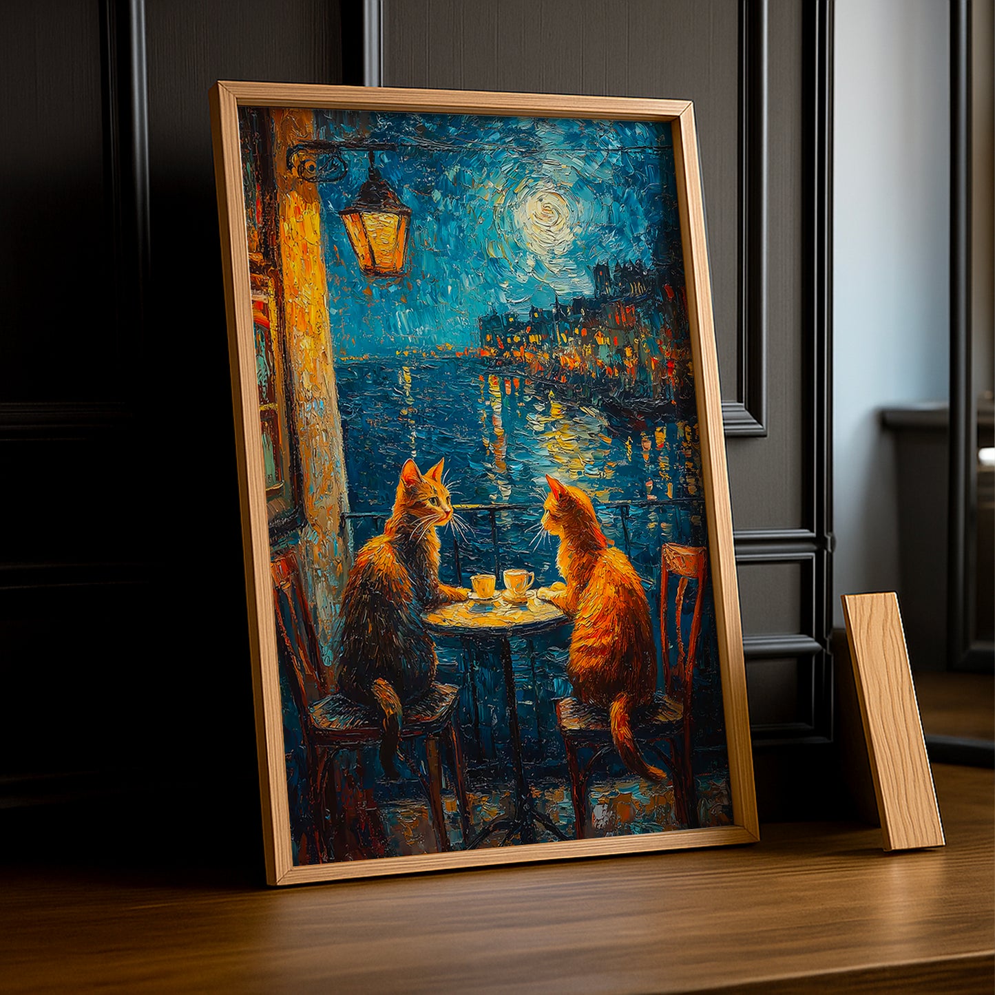 Cadre Photo Chat - Terrasse de café