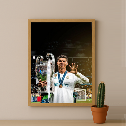 Cadre Photo Cristiano Ronaldo CR7 Real Madrid La Manita – Affiche HD Encadrée Papier Premium