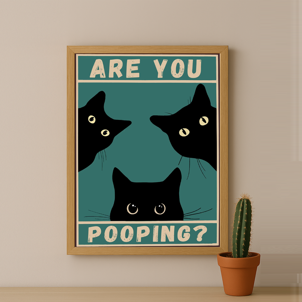Cadre photo 3 Chat Are You Pooping