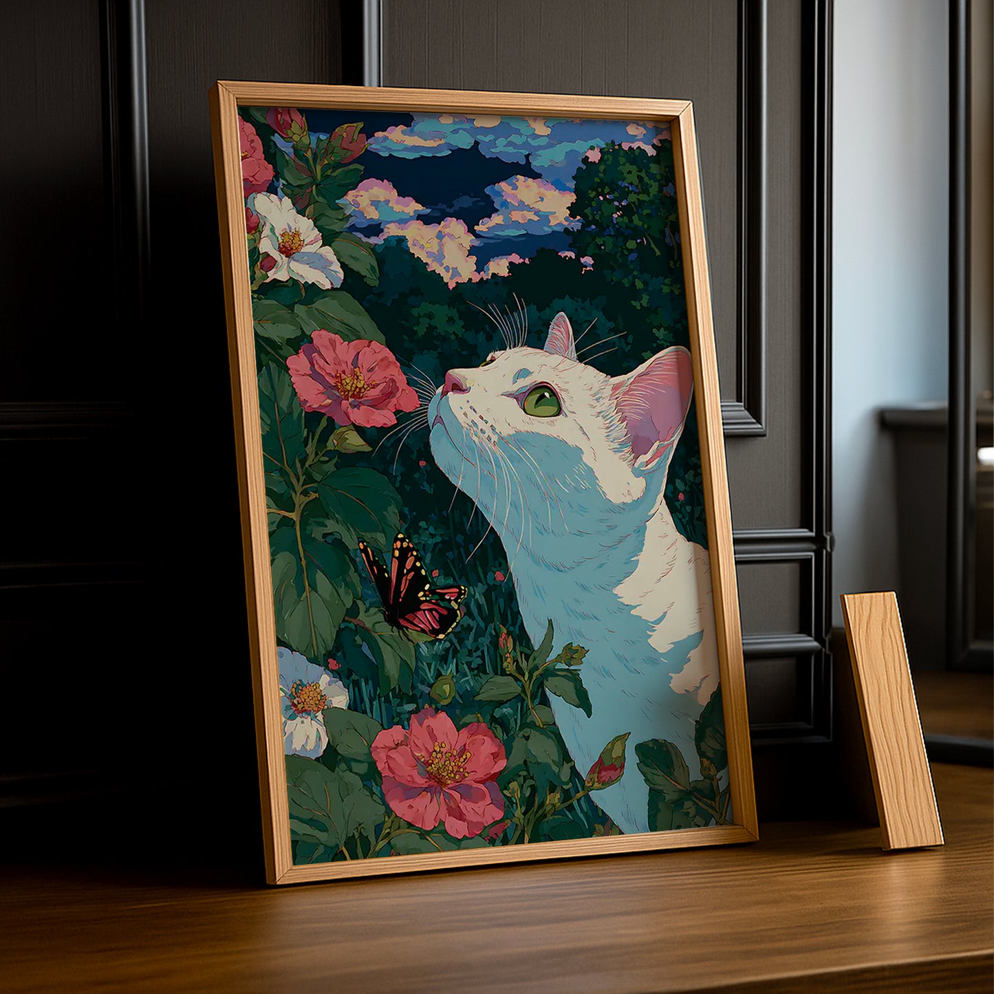 Cadre Photo Chat - Illustration d'un chat blanc