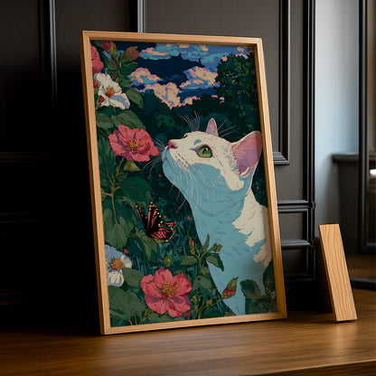 Cadre Photo Chat - Illustration d'un chat blanc