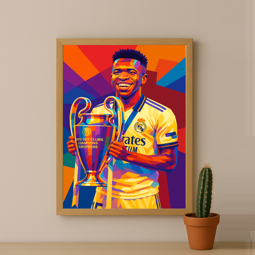 Cadre Photo Vinicius Jr Real Madrid Ligue des Champions – Affiche HD Encadrée Papier Premium