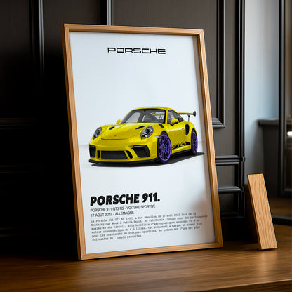 Cadre photo Porsche 911 GT3 RS Jaune
