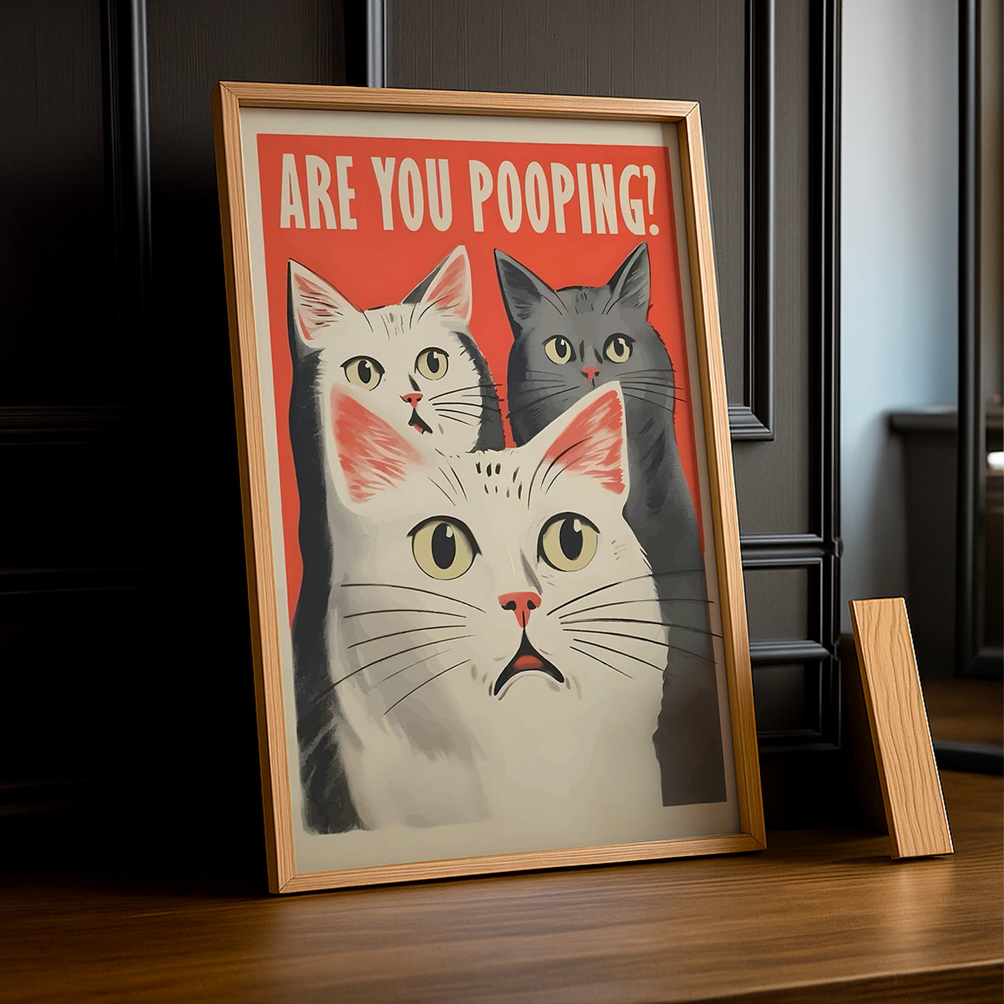 Cadre Photo Chat - Triple Chat Humour