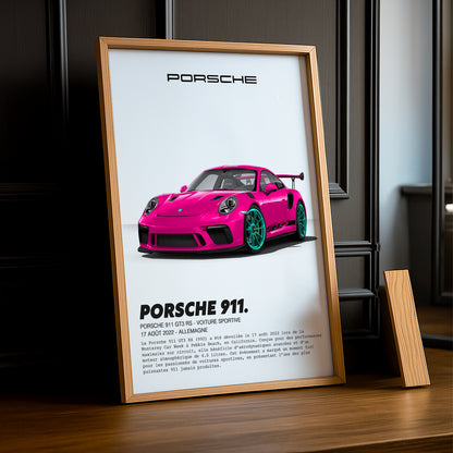 Cadre photo Porsche 911 GT3 RS Rose Fuchsia