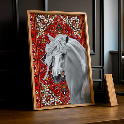 Cadre photo Équitation - Cheval Blanc Aesthetic Rouge