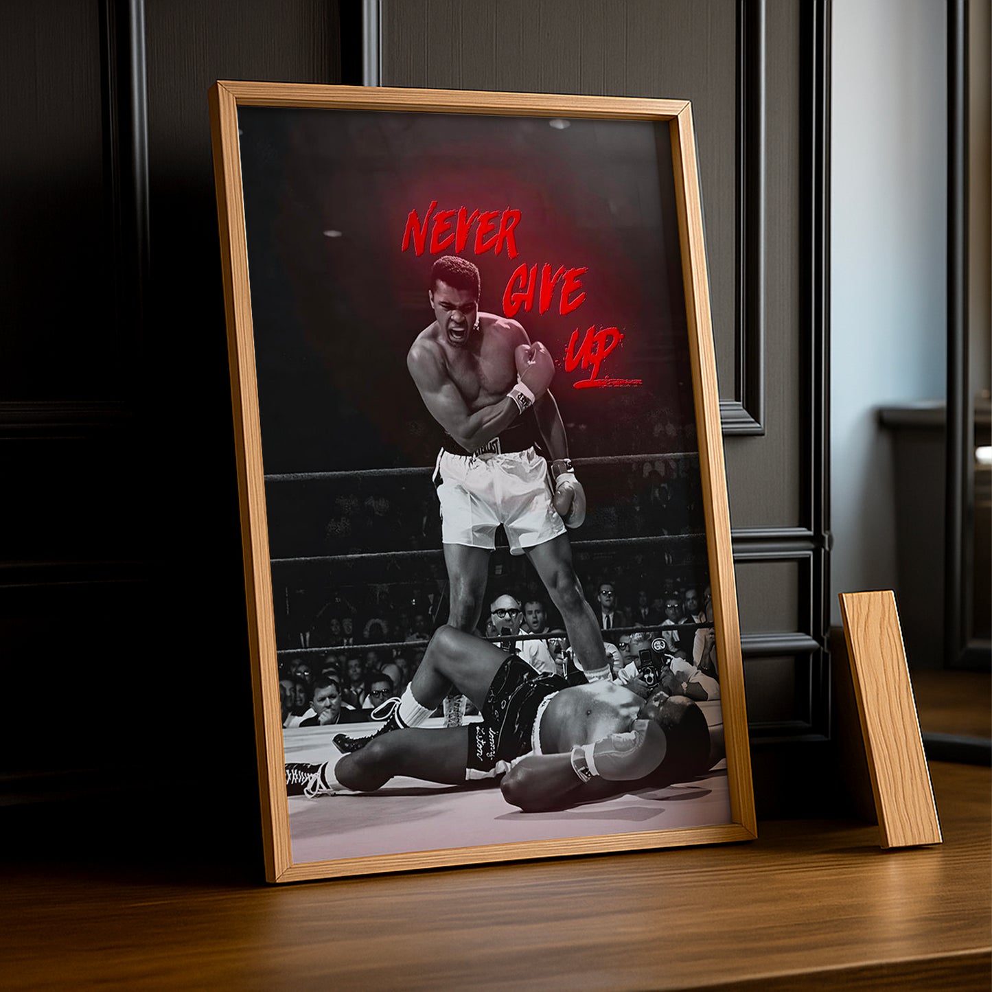 Cadre Photo Boxe - Muhammad Ali "Never Give Up"