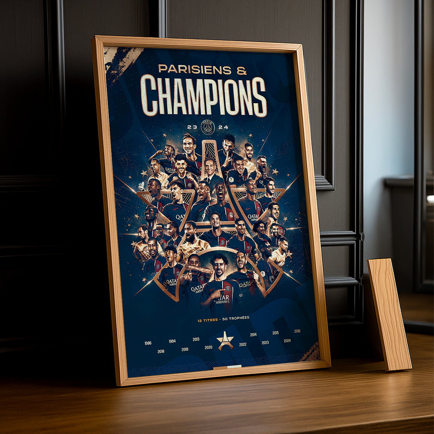 Cadre photo Paris Saint-Germain Champions de France 2023 - 2024