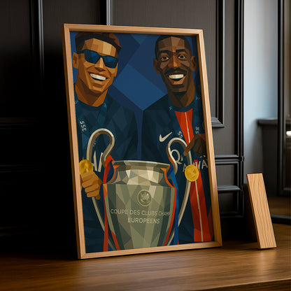 Cadre photo PSG illustration Dembélé x Hakimi