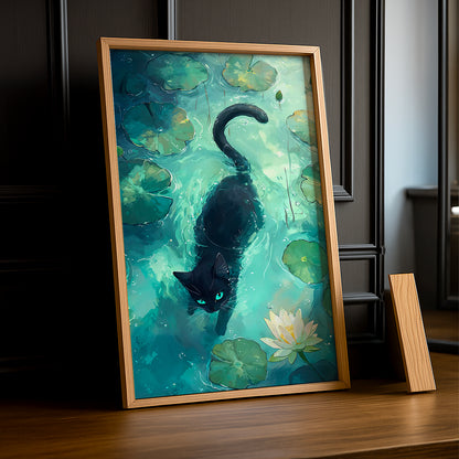 Cadre Photo Chat - Chat dans un lac