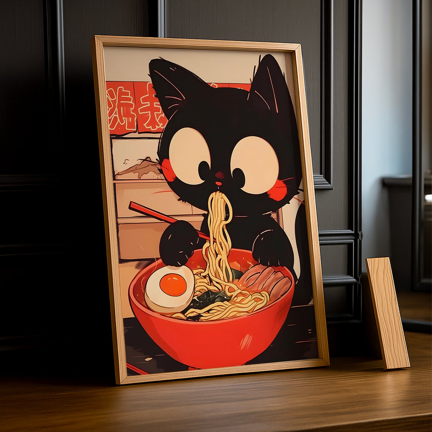 Cadre Photo Chat - Eating Ramen